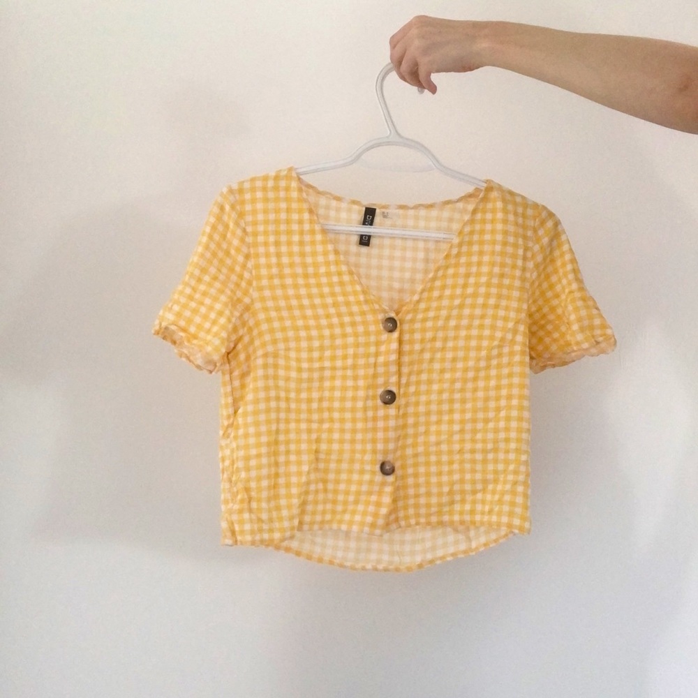 Yellow gingham picnic shirt